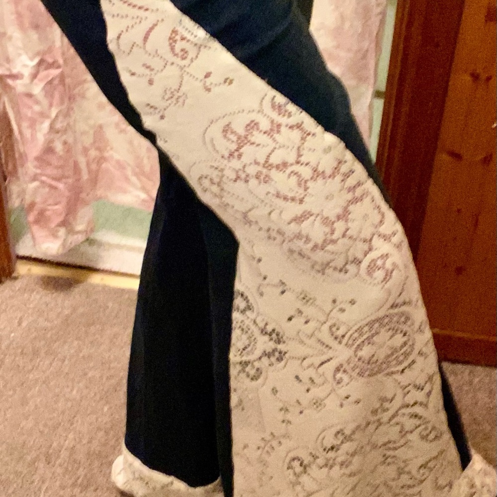 Lace Top and Bell Bottom Lace Inlay Jeans